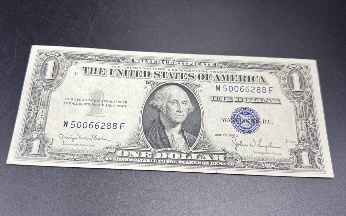 1935 D $1 Narrow Margin One Dollar Silver Certificate CH XF / AU #288