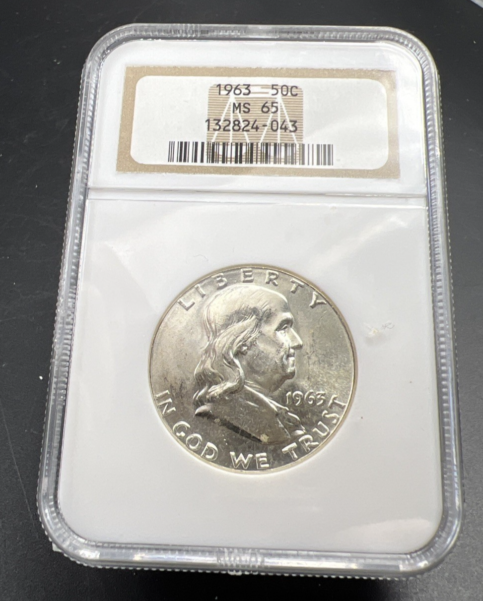 1963 P 50c Franklin 90% Silver Half Dollar Coin NGC MS65 Gem Bu Certified #43