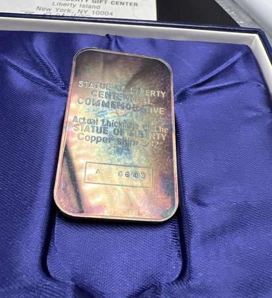 1986 Statue of Liberty Centennial 1 Oz Silver Bar PQ Toning Toner