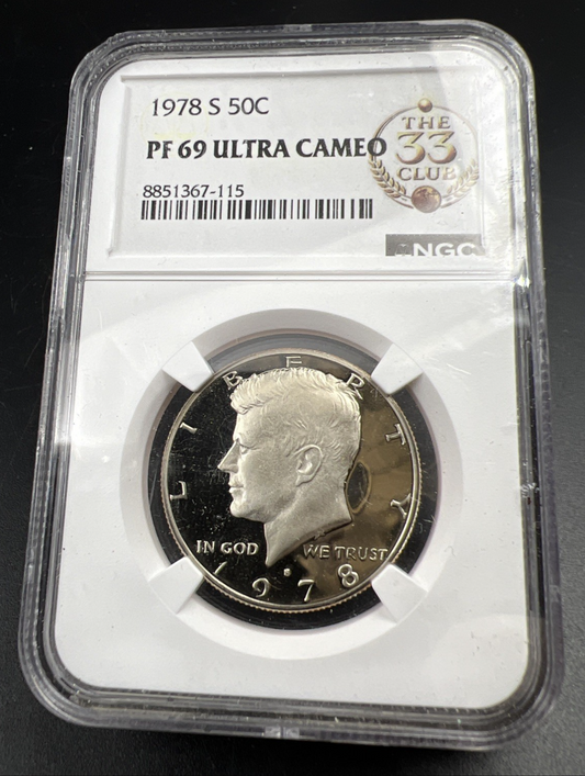 1978 S 50c Kennedy Proof 50c Copper Nickel Half Dollar NGC 33 Club PF69 UCAM #15
