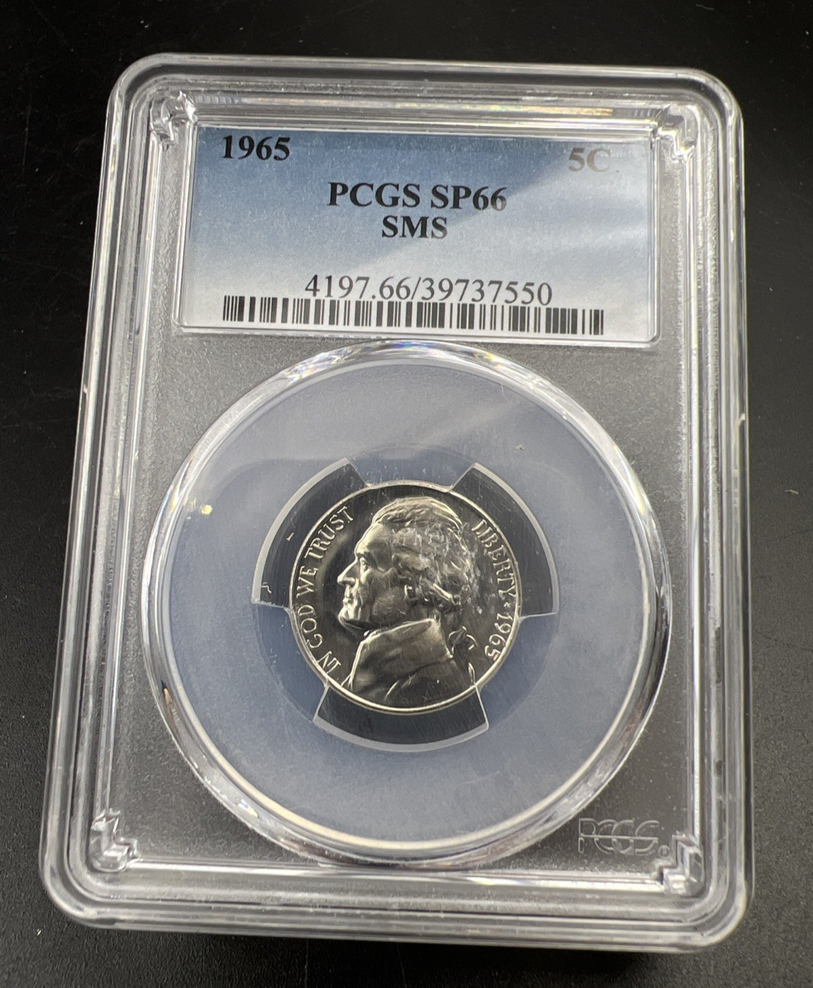 1965 5c Jefferson Nickel SMS SP66 PCGS #50 Reverse Struck Thru Error #50