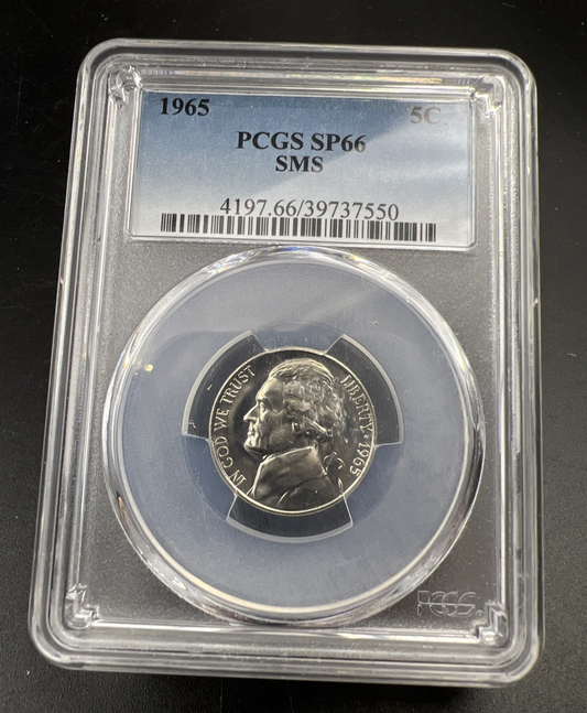 1965 5c Jefferson Nickel SMS SP66 PCGS #50 Reverse Struck Thru Error #50
