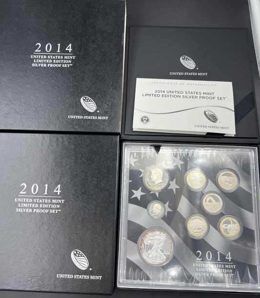 2014 Limited Edition US Silver Proof Set Complete w/ Box COA sk#a