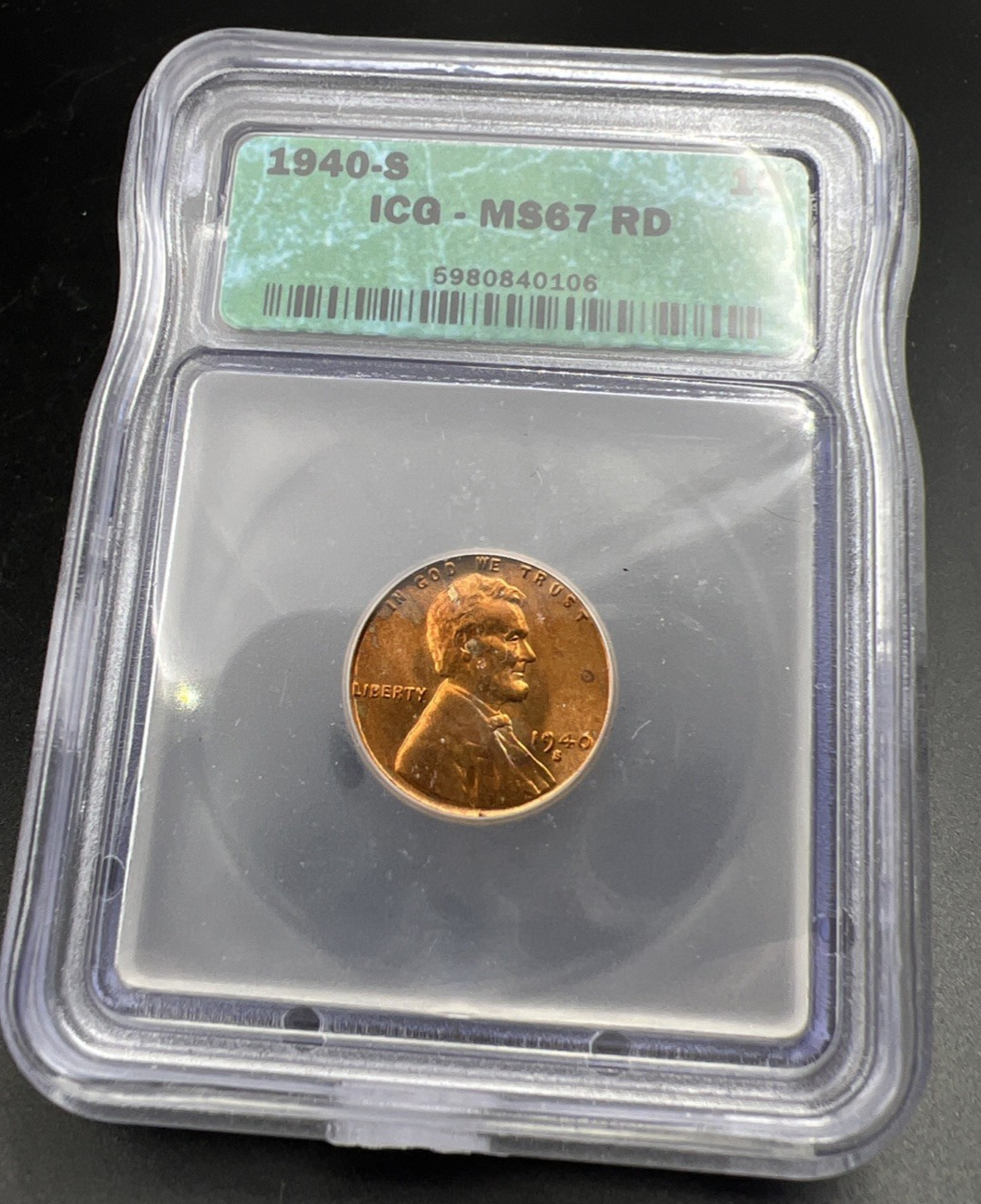 1940 S Lincoln Wheat Cent Penny Coin ICG MS67 RD #106
