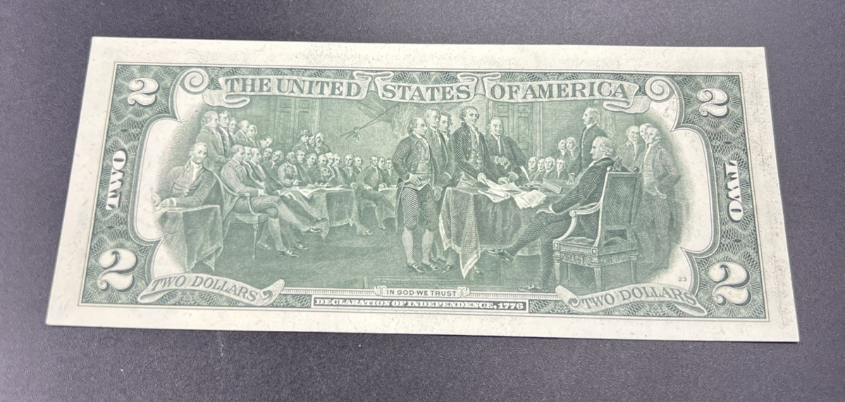 1976 $2 Two Dollar Bicentennial Bill Brookyln NY Postmarked (no Stamp) UNC #105