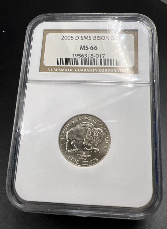 2005 D 5c Bison Jefferson Nickel Coin NGC MS66 SMS #017
