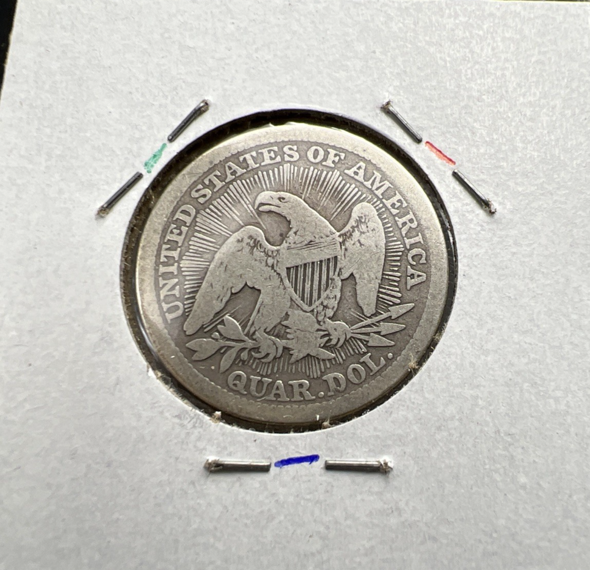 1853 Seated Liberty Silver Quarter Coin with Arrows Rays Variety CH Good Circ