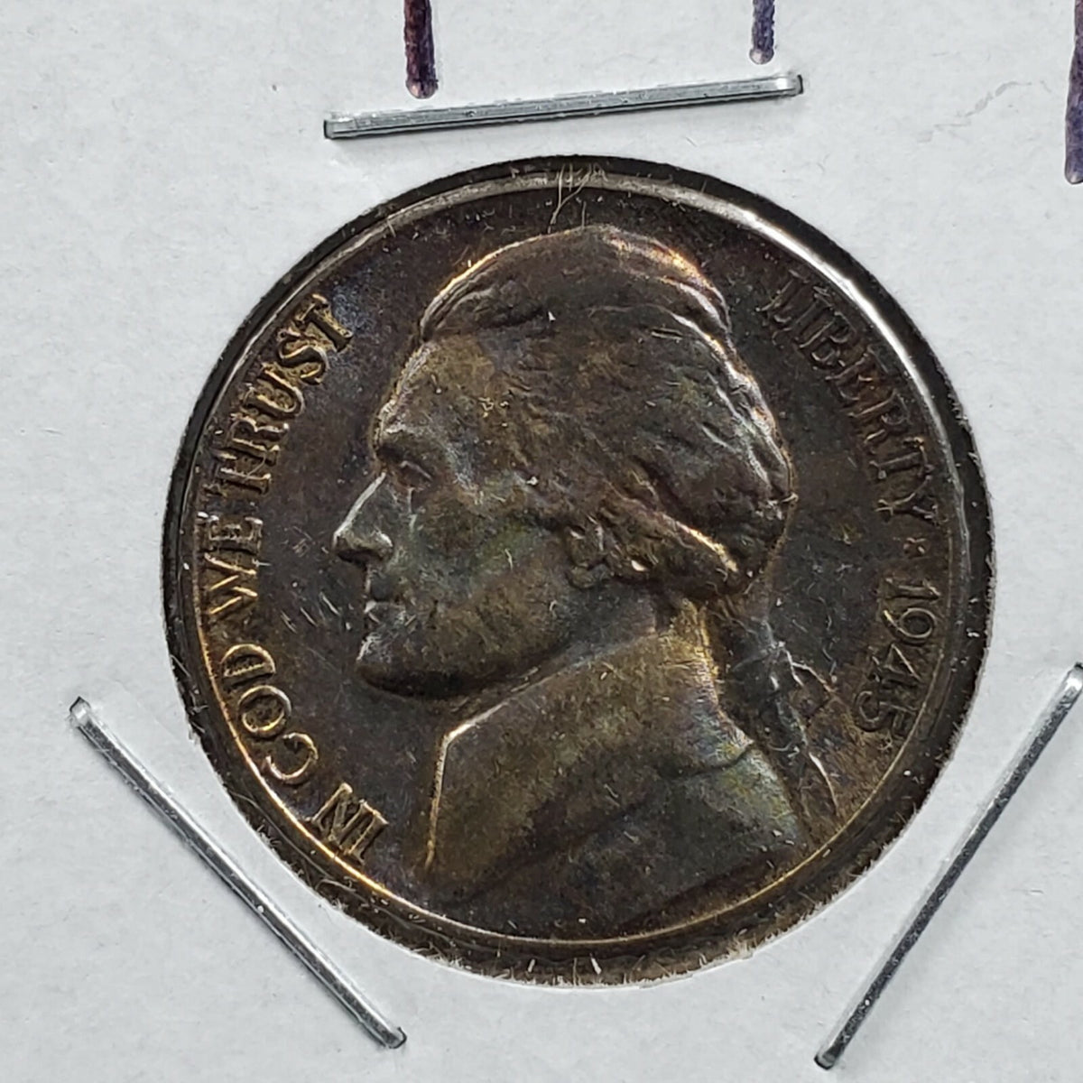 1945 S Jefferson Silver World War 2 Nickel Coin CH BU PQ Toning Toner San Fran