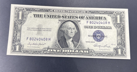 1935 E $1 One Dollar US Silver Certificate Blue Seal Choice UNC #408