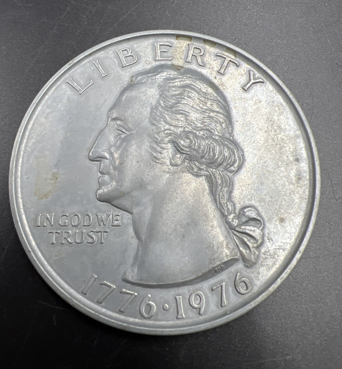 Large 3 Inch Novelty Pewter Coin/Coaster/Paperweight 1976 Quarter Used