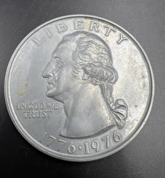 Large 3 Inch Novelty Pewter Coin/Coaster/Paperweight 1976 Quarter Used