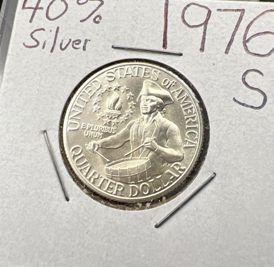 1976 S 25c Bicentennial 40% Silver Quarter Coin Gem BU UNC SKU#C