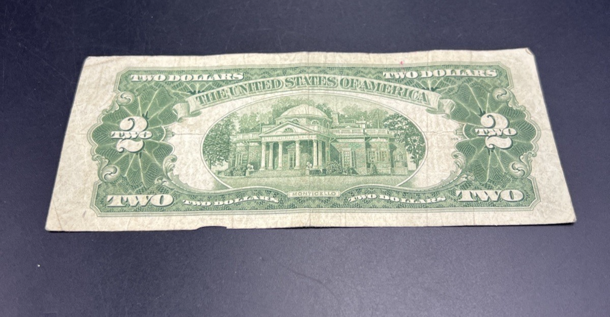 1928 G $2 Two Dollar Legal Tender United States Red Seal Note G / VG Circ #6688