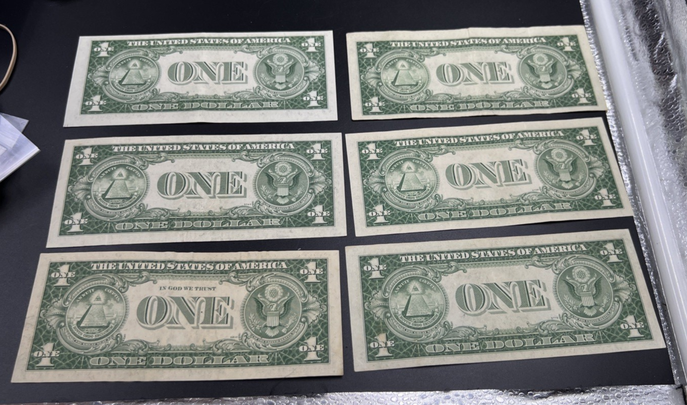 Lot of 6 1935 $1 One Dollar US Silver Certificates VF Very Fine #581