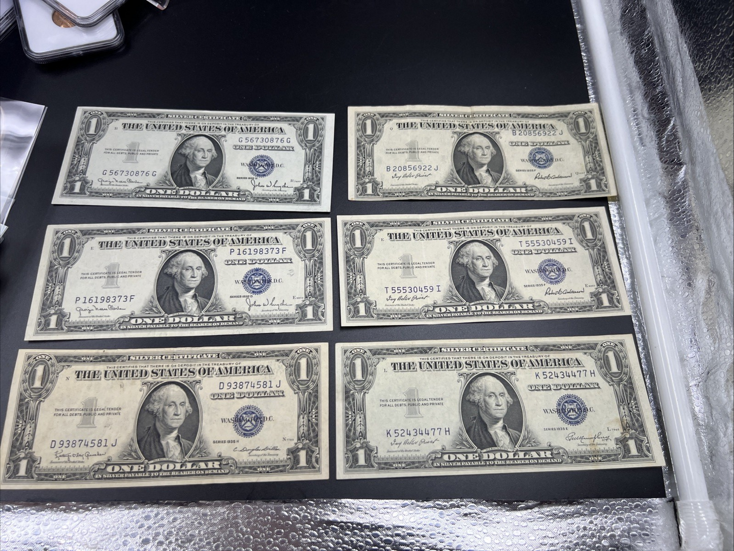 Lot of 6 1935 $1 One Dollar US Silver Certificates VF Very Fine #581