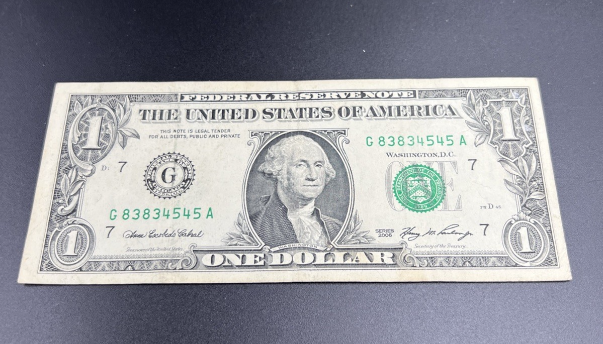 2006 $1 FRN Federal Reserve Note Neat Serial #83834545 Fine Circ