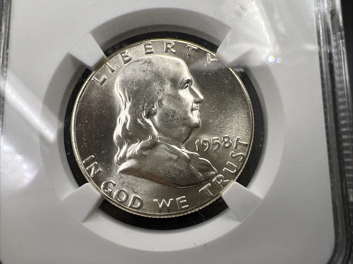 1958 P 50c Franklin Silver Half Dollar Coin CH BU MS64 NGC Certified #024