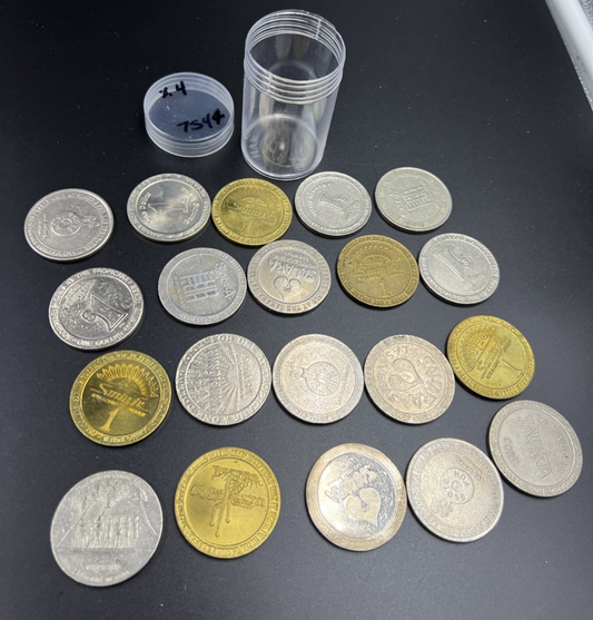Lot of 20 $1 Casino Dollar Gaming Tokens Metal Circulated Conditions SKU#7544