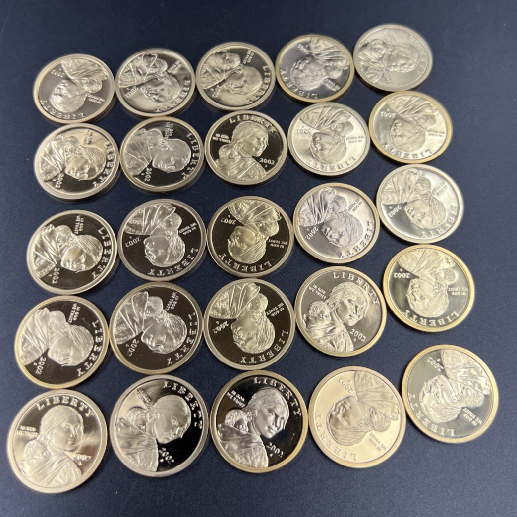 2002 S 25 Coin Proof Sacagawea Dollar Coin Roll