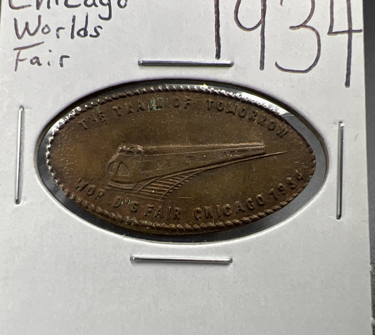 1934 Chicago World's Fair Elongated Cent The Train of Tomorrow XF EF Extra Fine