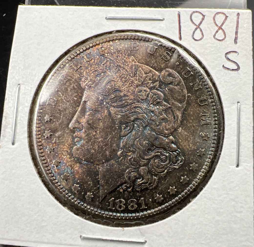 1881 S $1 Morgan Silver Dollar Coin CH BU Unc PQ Toning Toner