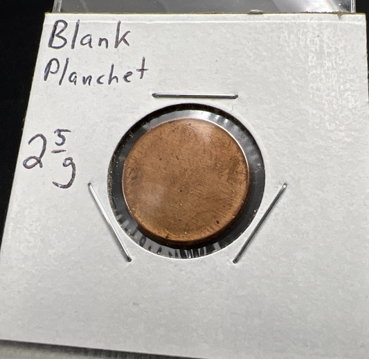 2.5 Gram Copper Plated Zinc US Lincoln Small Cent Blank Planchet Error UNC #A1