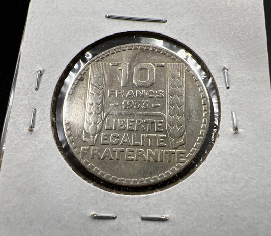 1933 France 10 Francs Silver Coin Choice VF Very Fine Circ