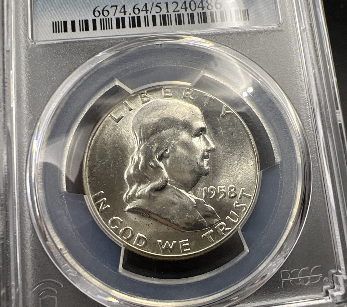 1958 P 50c Franklin Silver Half Dollar Coin PCGS MS64 CH BU Certified #86