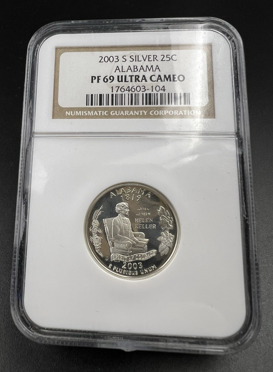 2003 S 25c Alabama State Statehood Quarter Silver PF69 UCAM NGC #104