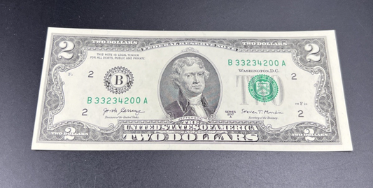 2017 A $2 Two Dollar Federal Reserve Note UNC Neat Serial #200