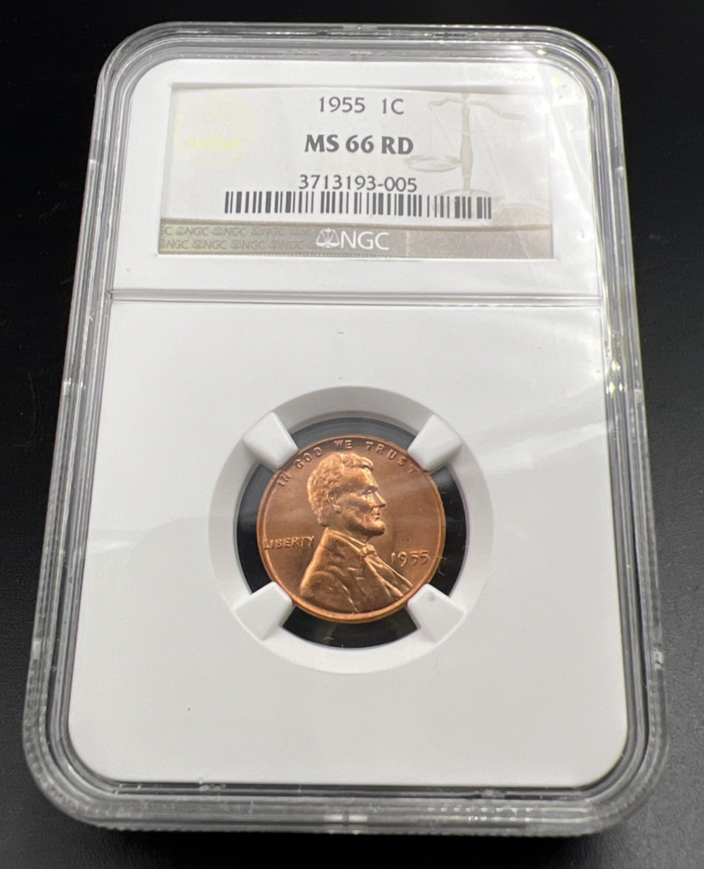 1955 P 1c Lincoln Wheat Cent Penny Coin NGC MS66 RD #005