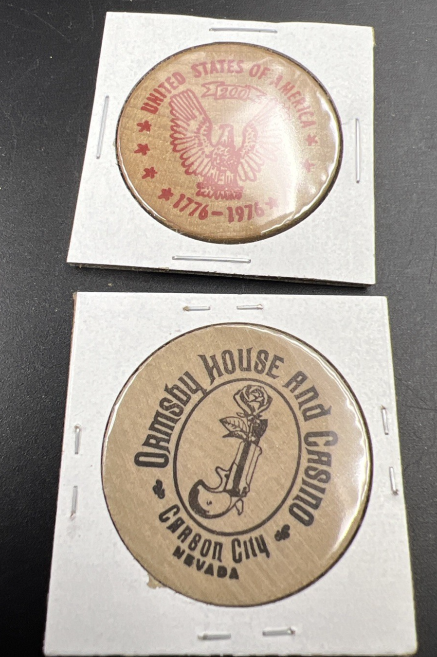 Wooden Nickel Collector's Lot Ormsby House Carson City & Bicentennial 1976