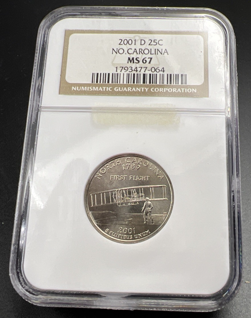 2001 D 25c North Carolina State Statehood Quarter Coin NGC MS67 SMS #064