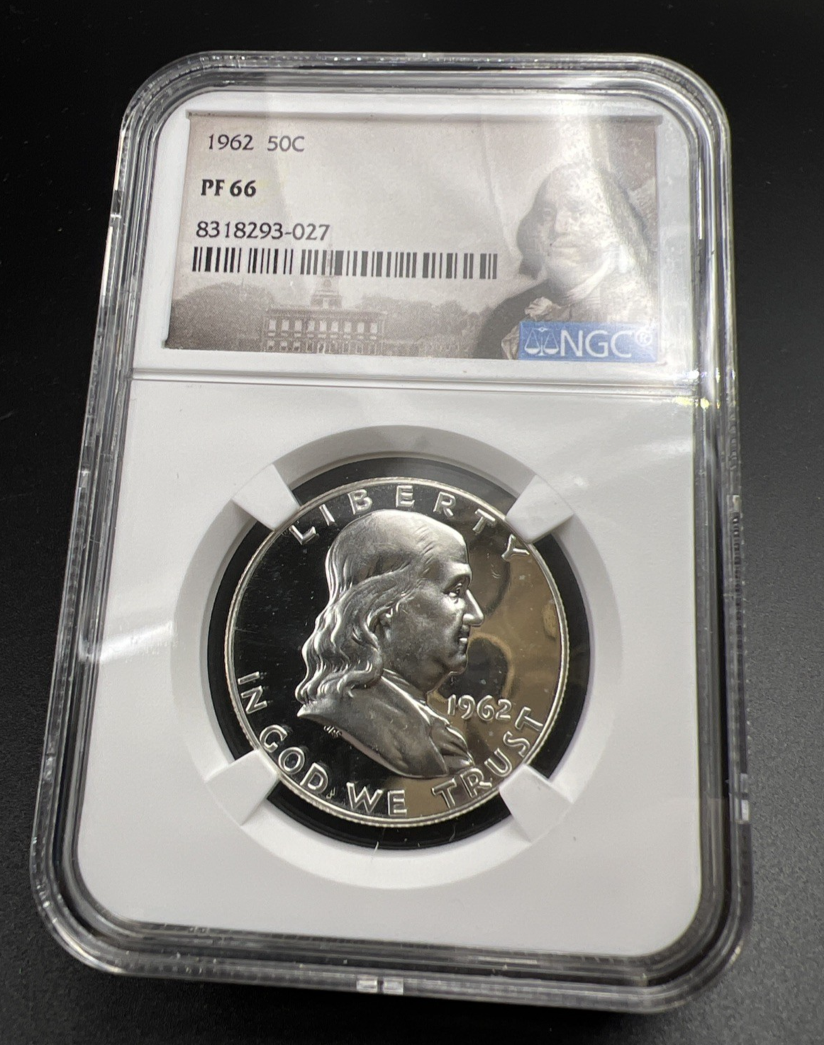 1962 50c Franklin 90% Silver Half Dollar Coin PF66 NGC Nice Coin #027