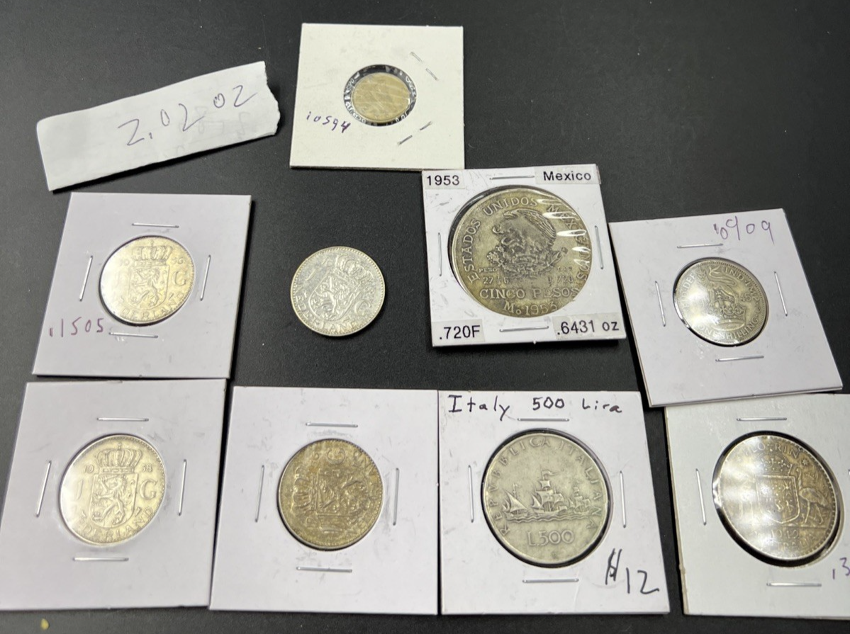 2.02 Oz ASW Weight Silver World Coin Lot SK#a - 9 coins