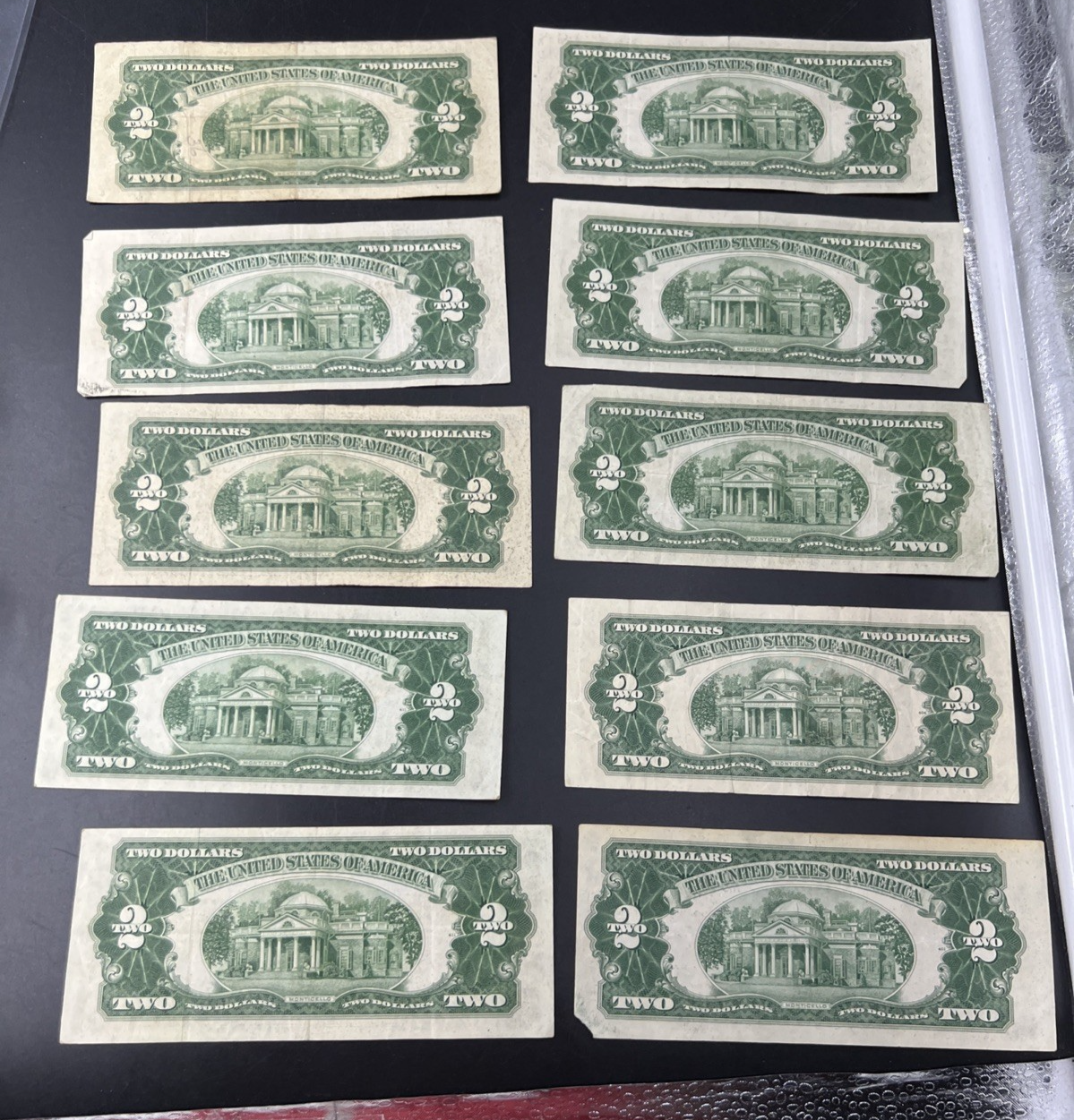 Lot of 10 1953 $2 USN Red Seal Legal Tender Bills VG Very Good + Circ #761