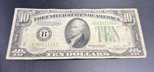 1934 A $10 FRN Ten Dollar Federal Reserve Note New York District VG Circ #96
