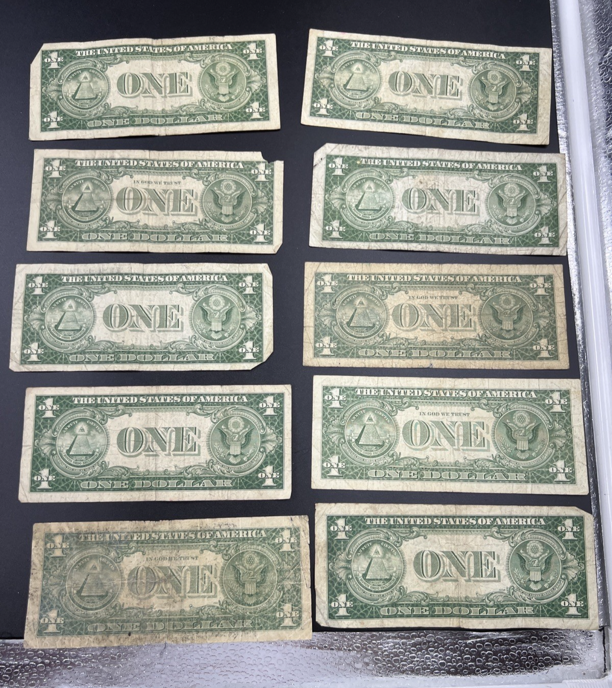 Lot of 10 VERY CIRC 1957 1935 $1 Dollar Silver Certificate Blue Seal Notes #90