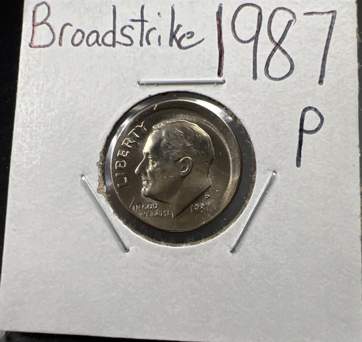 Large Broadstrike 1987 P 10c Roosevelt Dime Error Coin CH BU UNC