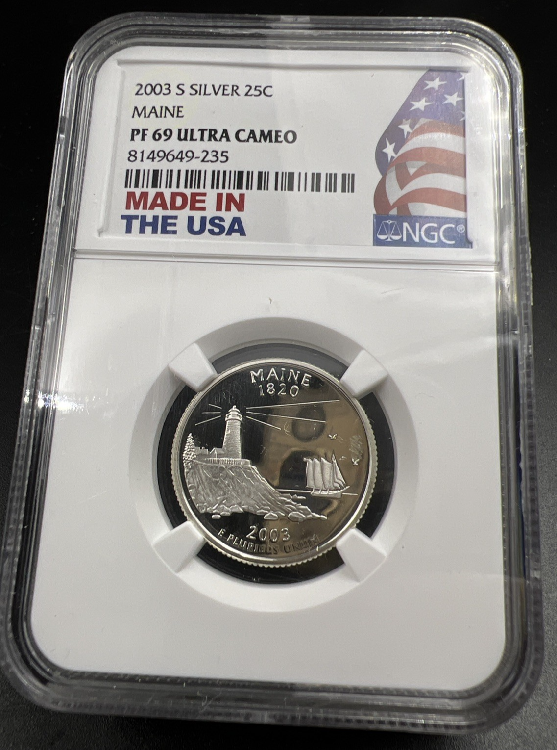 2003 S Maine State Statehood Silver Quarter Coin NGC PF69 UCAM #235