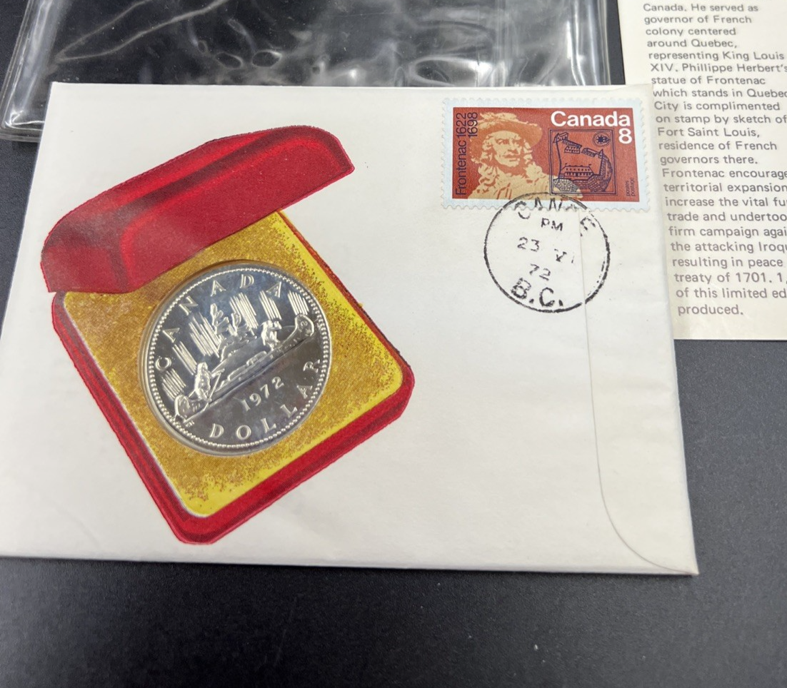 1972 $1 Canada Copper Nickel Canoe Dollar Gem UNC in Postcard