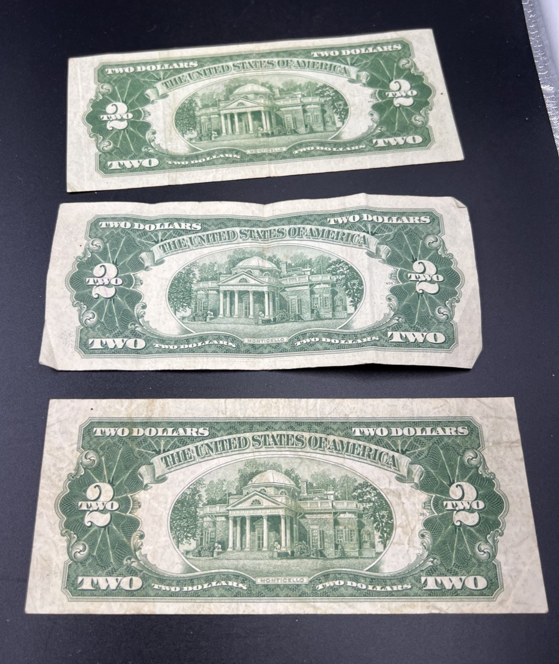 3 Note Lot 1953 $2 Red Seal USN Note Lot Interesting Bills VG / Fine #733