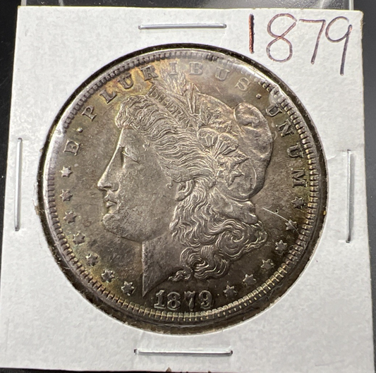 1879 P $1 Morgan Silver Dollar Coin CH AU About UNC Neat Toning Toner
