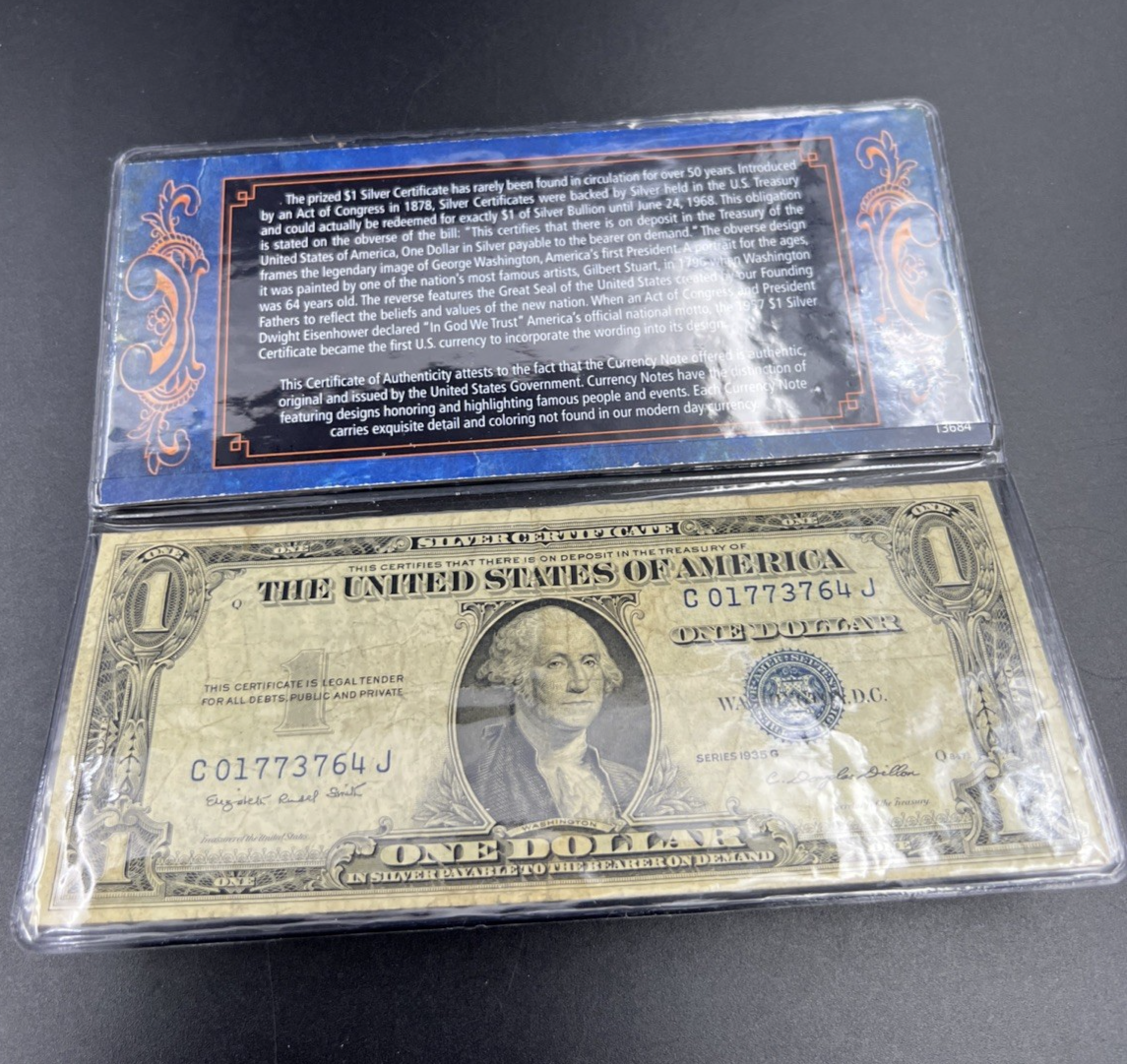 1935 D $1 One Dollar Silver Certificate VG Circulated in Vinyl Display #64