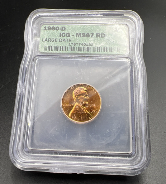 1960 D 1c Lincoln Memorial Cent ICG MS67 RD #132 Used Holder