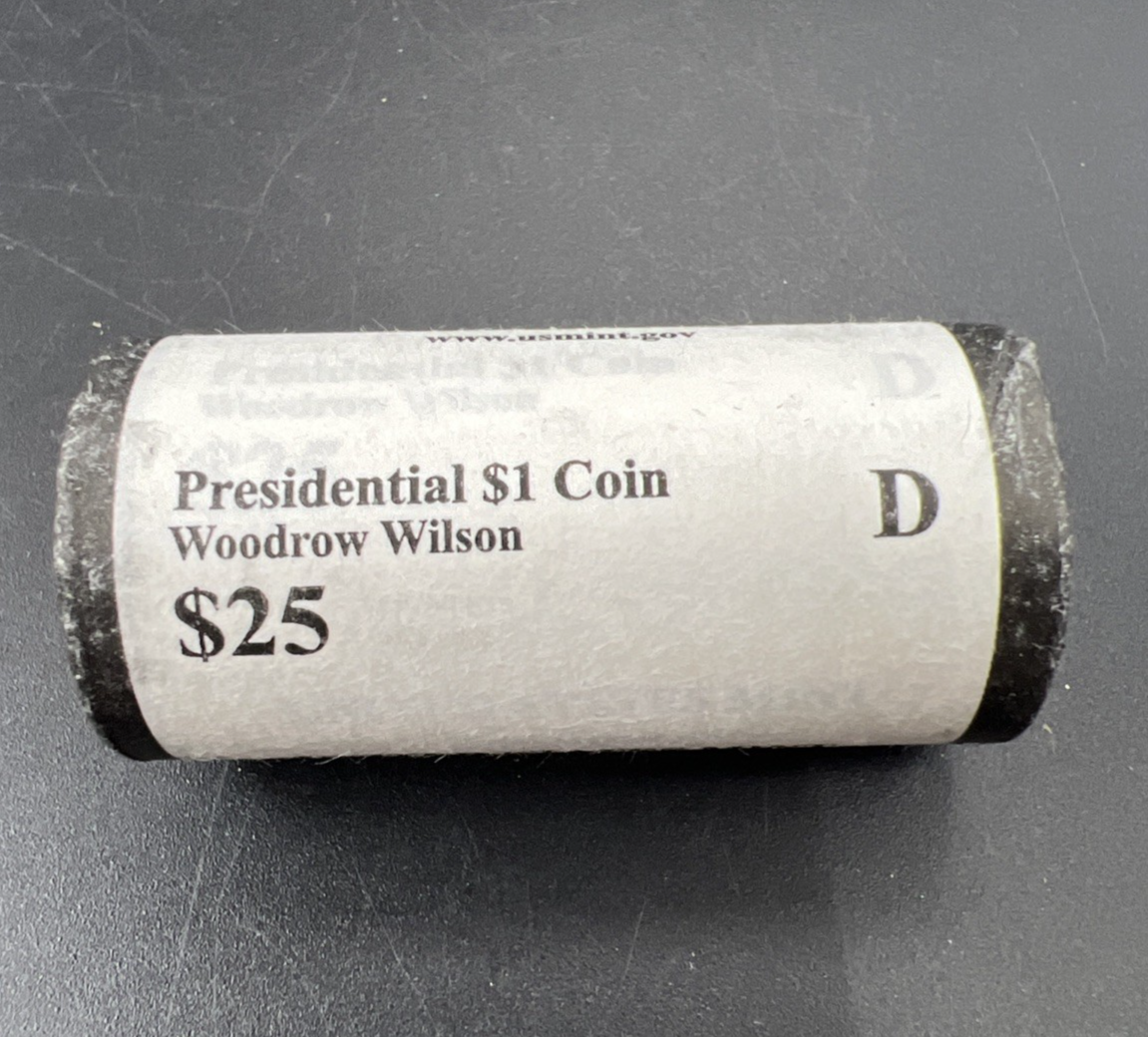 2013 D Woodrow Wilson Presidential Dollar US Mint BU Roll 25 Coins