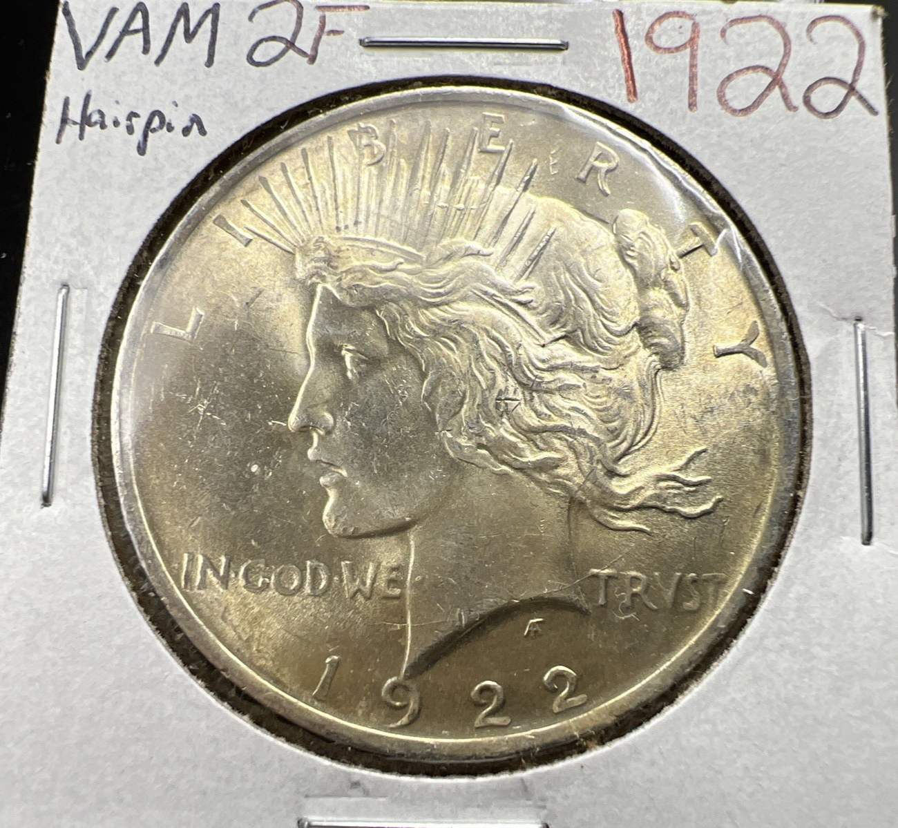 1922 $1 Peace Silver Dollar Coin Vam 2F Variety Hairpin BU UNC Top 50 VAM