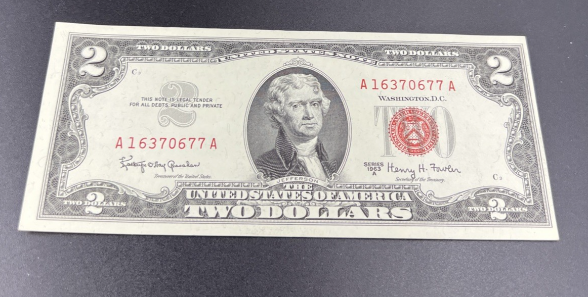 1963 A $2 Two Dollar USN United States Noted UNC #677