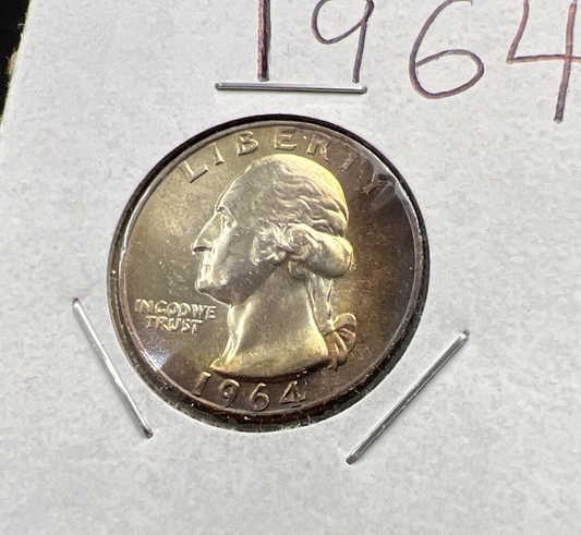 1964 P 25c Washington Silver Quarter Coin CH BU Nice Toning SK#1a