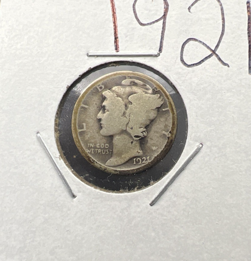 1921 P 10c Mercury Silver Dime Coin AG About Good Semi Key Date